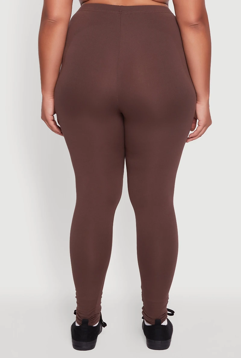 Womens Plus Size High Waisted Fleece Lined Leggings, Brown, Size 2X