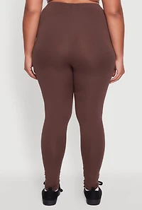 Womens Plus Size High Waisted Fleece Lined Leggings, Brown, Size 2X