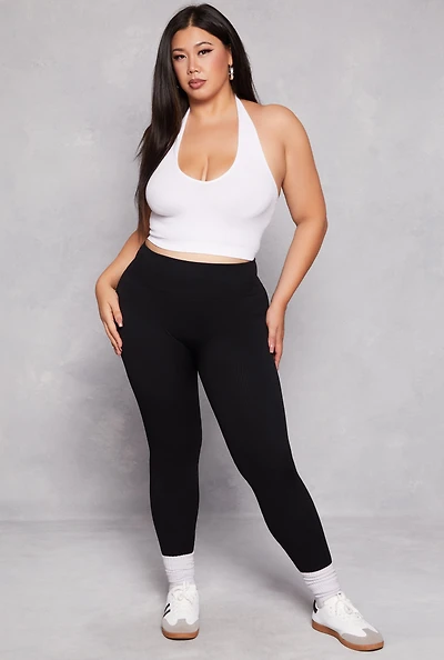 Plus Seamless Ribbed High Waist Leggings