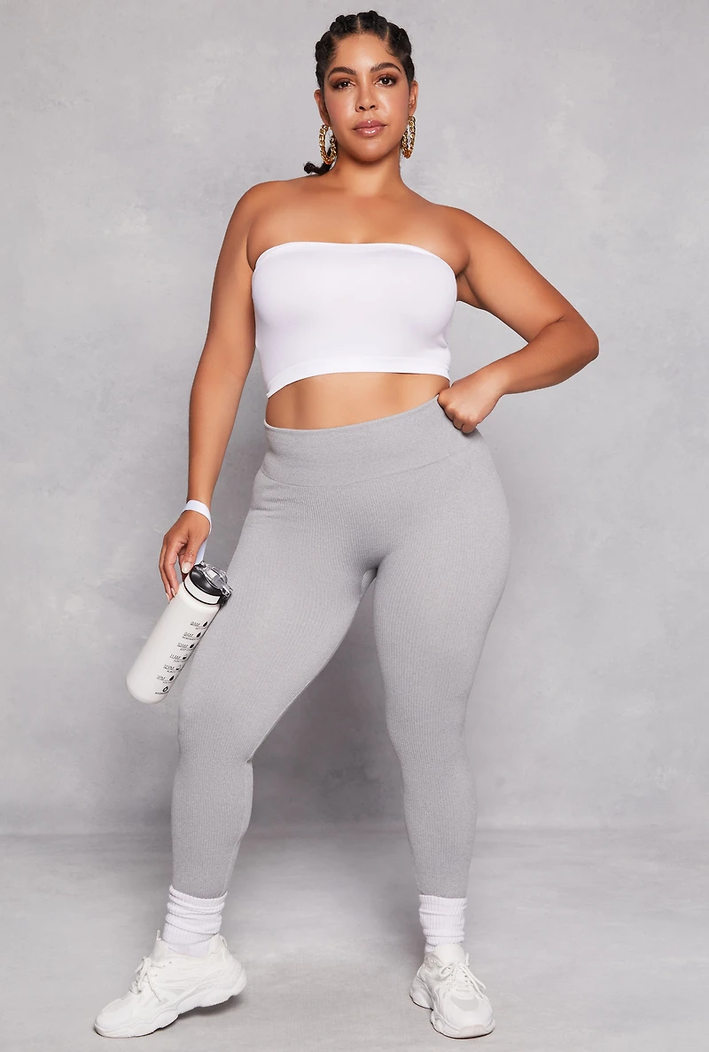 Plus Seamless Ribbed High Waist Leggings
