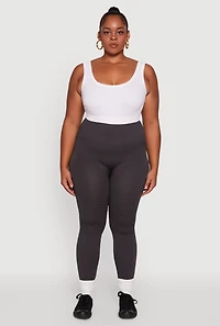 Womens Plus Shadow Striped Seamless Fleece Lined Leggings, 2X-3X