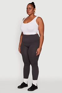 Womens Plus Shadow Striped Seamless Fleece Lined Leggings, 2X-3X