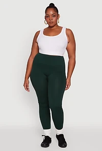 Plus Shadow Striped Seamless Fleece Lined Leggings