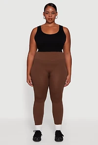Womens Plus Shadow Striped Seamless Fleece Lined Leggings, 1X-2X