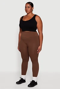 Womens Plus Shadow Striped Seamless Fleece Lined Leggings, 1X-2X