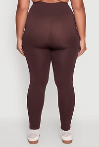 Womens Plus Textured Knit Detail High Waisted Leggings with Cell Pocket, 1X-2X
