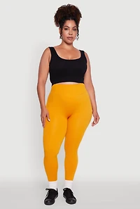 Womens Plus Size High Waist Seamless Leggings, Yellow, Size 1X-2X