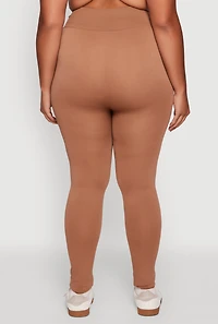 Womens Plus Size High Waist Seamless Leggings, Brown, Size 2X-3X