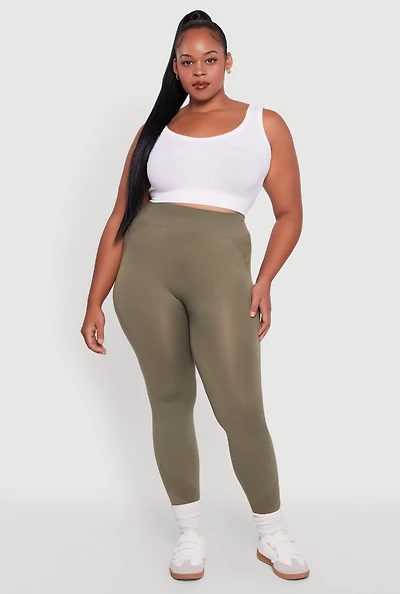 Womens Plus Seamless Stripe Detail Leggings,