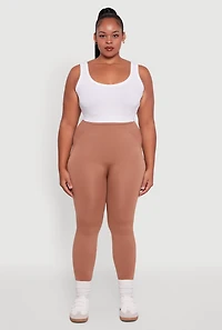 Womens Plus Size Seamless Stripe Detail Leggings, Brown, Size 2X-3X