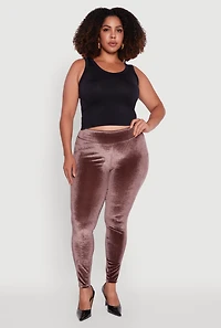Womens Plus High Waisted Velour Leggings,