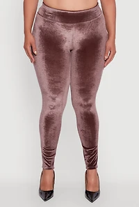 Womens Plus High Waisted Velour Leggings, 1X