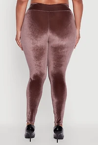Womens Plus High Waisted Velour Leggings,