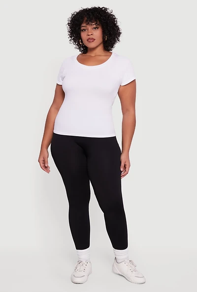 Womens Plus High Waisted Seamless Fleece Lined Leggings,