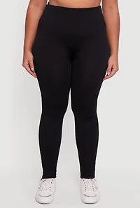 Womens Plus High Waisted Seamless Fleece Lined Leggings,