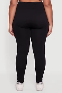Womens Plus High Waisted Seamless Fleece Lined Leggings,