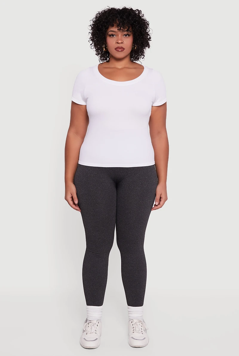 Plus High Waisted Seamless Fleece Lined Leggings