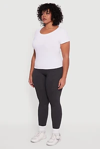 Womens Plus Size High Waisted Seamless Fleece Lined Leggings, Grey, Size 2X-3X