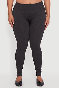 Plus High Waisted Seamless Fleece Lined Leggings