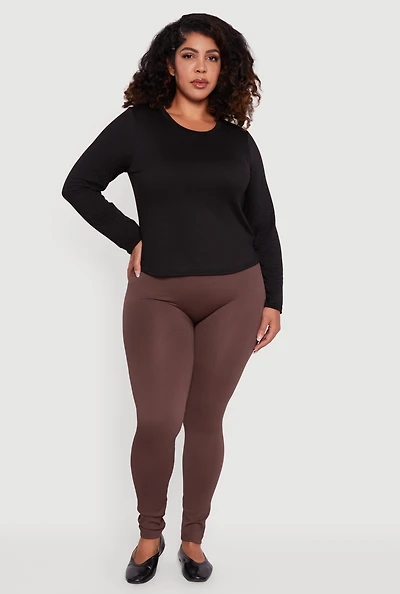 Plus High Waisted Seamless Fleece Lined Leggings
