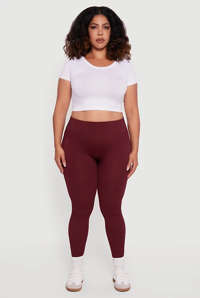 Plus High Waisted Seamless Fleece Lined Leggings