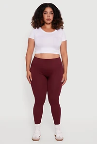 Plus High Waisted Seamless Fleece Lined Leggings