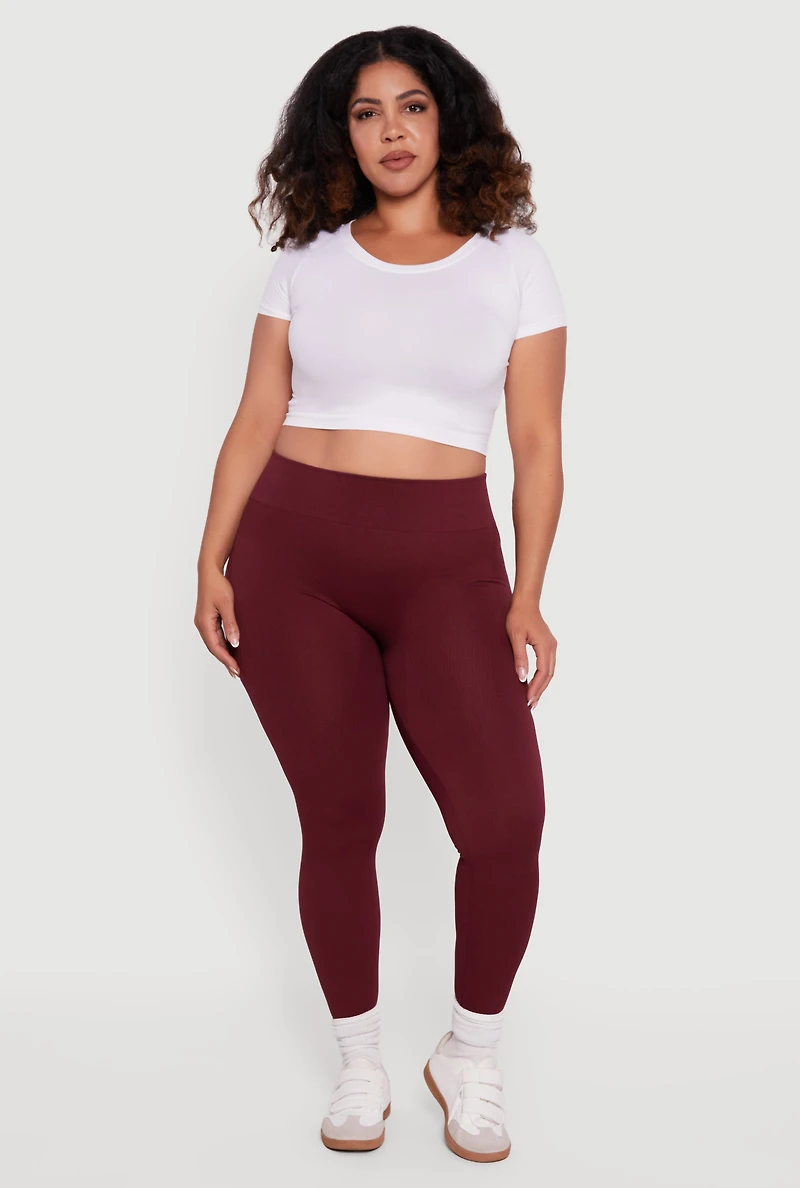 Plus High Waisted Seamless Fleece Lined Leggings