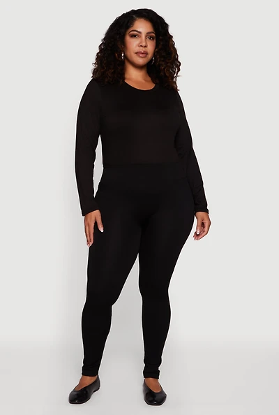 Plus Seamless High Waisted Fleece Lined Leggings