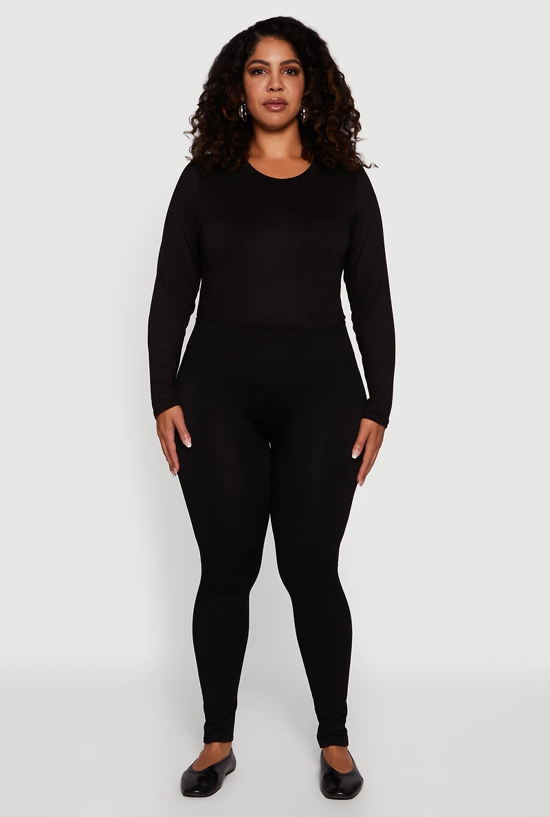 Plus Seamless High Waisted Fleece Lined Leggings