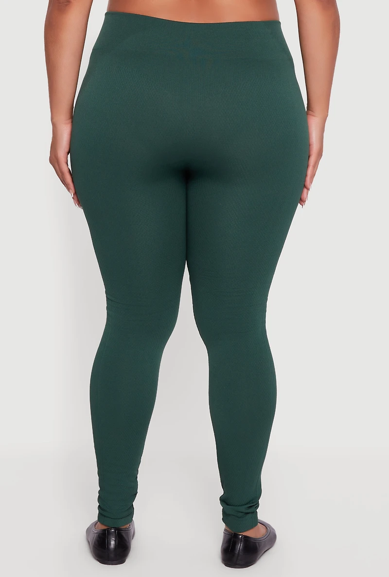 Plus Seamless High Waisted Fleece Lined Leggings