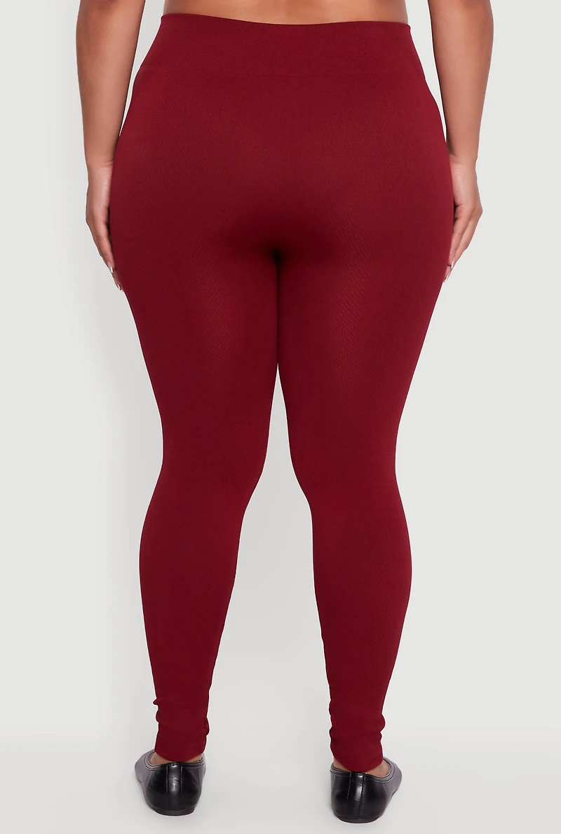 Plus Seamless High Waisted Fleece Lined Leggings