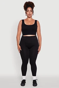 Womens Plus High Waisted Fleece Lined Textured Knit Leggings, 1X-2X