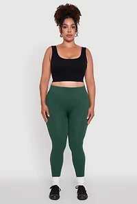 Womens Plus High Waisted Fleece Lined Textured Knit Leggings,