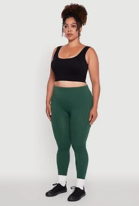 Womens Plus High Waisted Fleece Lined Textured Knit Leggings,