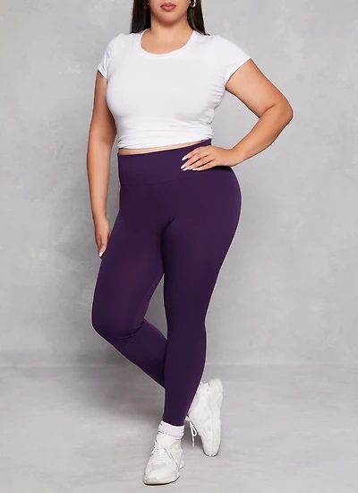 Plus Fleece Textured Waistband Leggings