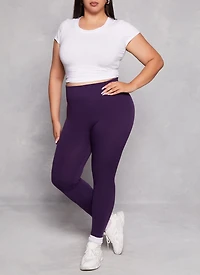 Plus Fleece Textured Waistband Leggings