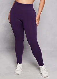 Plus Fleece Textured Waistband Leggings