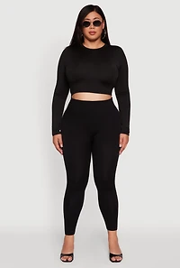 Plus High Waisted Side Rhinestone Greek Key Leggings