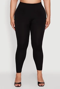 Plus High Waisted Side Rhinestone Greek Key Leggings