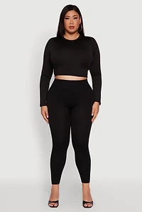 Plus High Waisted Side Rhinestone Chain Link Leggings