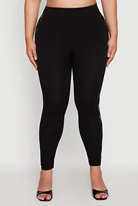 Plus High Waisted Side Rhinestone Patterned Leggings