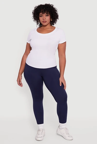 Plus Fleece Lined Soft Knit High Waisted Leggings