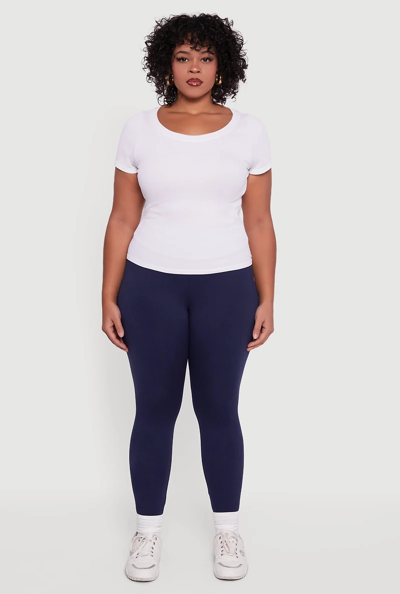 Plus Fleece Lined Soft Knit High Waisted Leggings