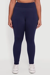 Plus Fleece Lined Soft Knit High Waisted Leggings