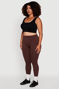 Plus High Waisted Basic Fleece Lined Leggings