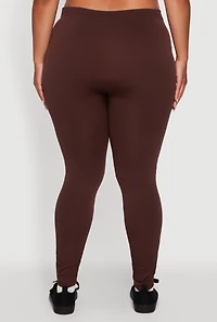 Plus High Waisted Basic Fleece Lined Leggings