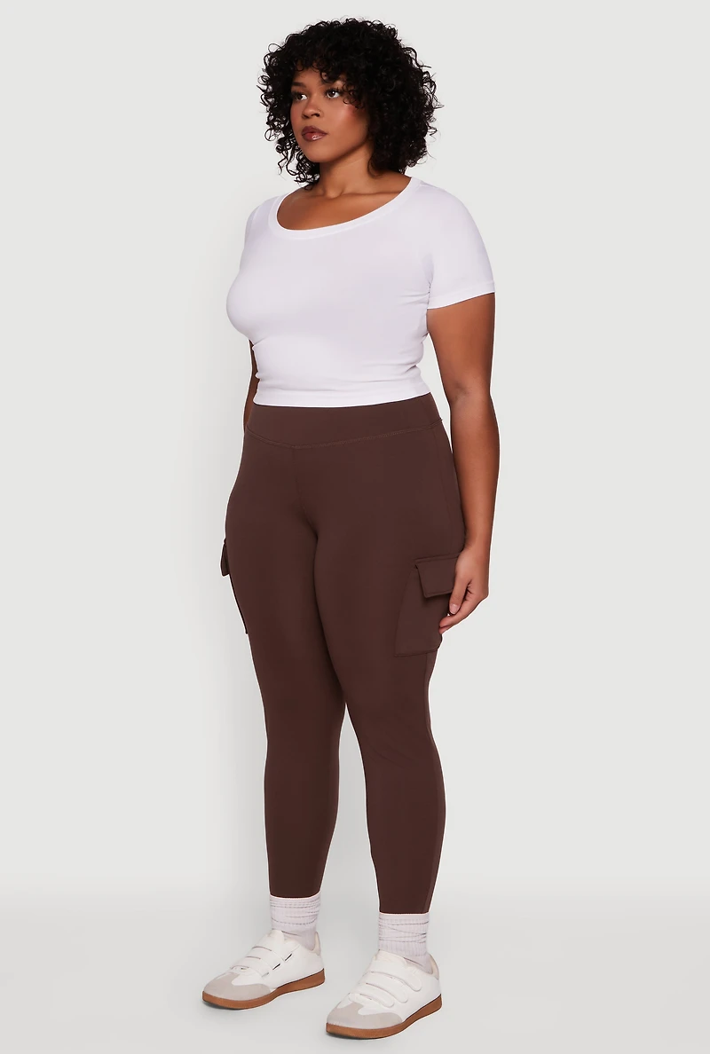 Plus High Waisted Cargo Pocket Leggings