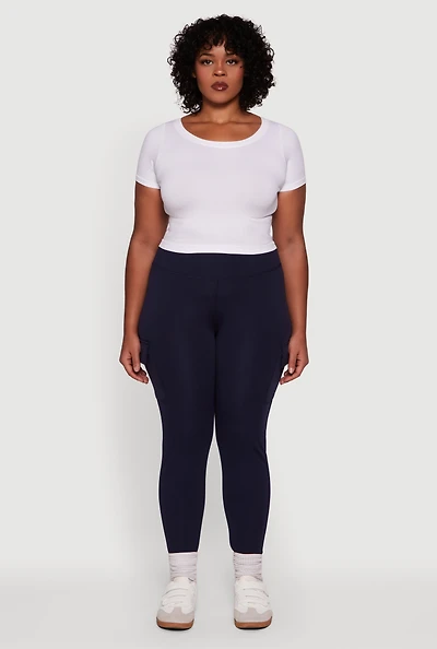 Womens Plus High Waisted Cargo Pocket Leggings,
