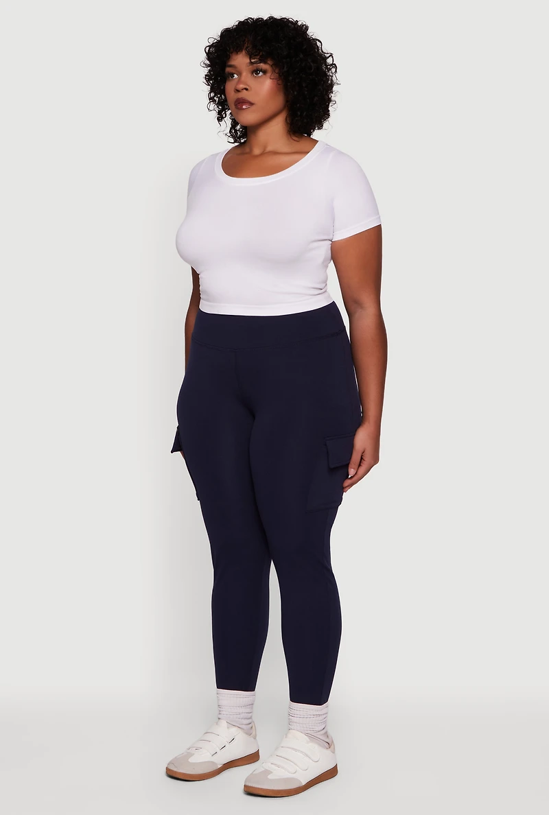 Plus High Waisted Cargo Pocket Leggings