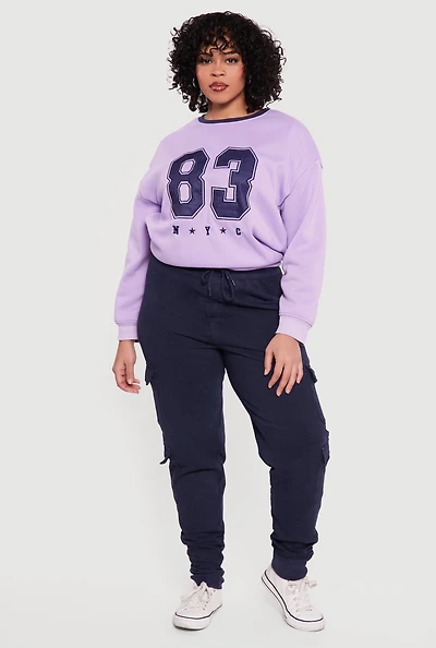Plus Acid Wash Fleece Joggers with Cargo Pockets